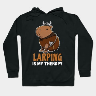 Larping is my therapy cartoon Capybara Viking Hoodie